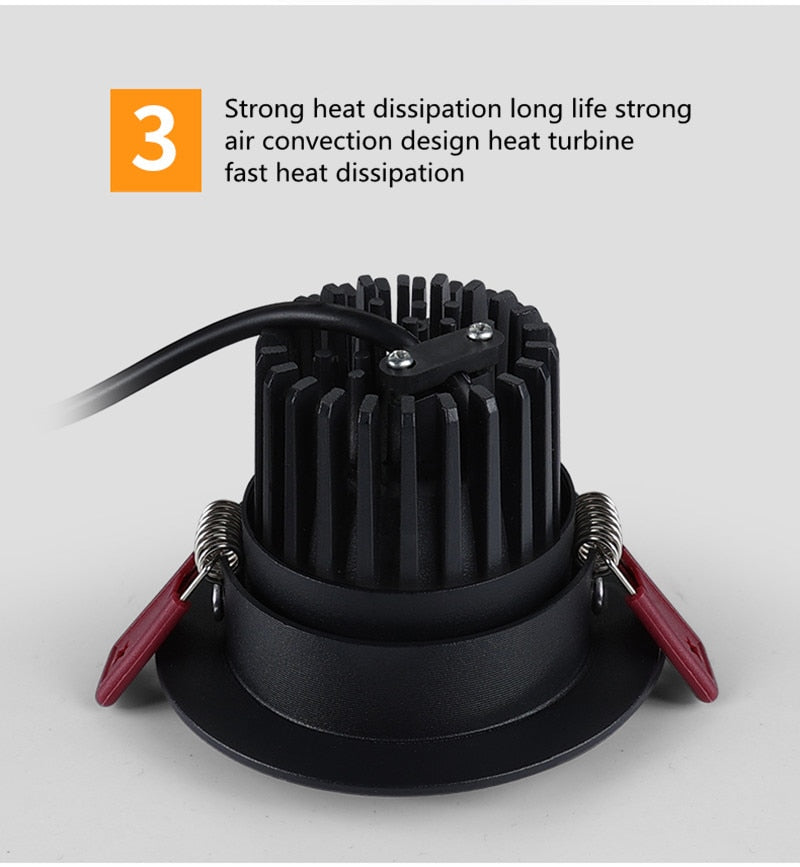 Dimmable Anti-Glare Downlight Embedded 7W 9W 12W 15W 18W Adjustable Angle Home Living Room Background Wall LED Spotlight