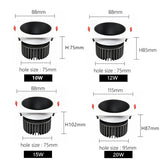 DBF 2021 NEW Square Anti Glare LED Downlights Dimmable 7W 12W 15W 20W Frame Changeable Indoor Ceiling Spot Lights AC220V 110V