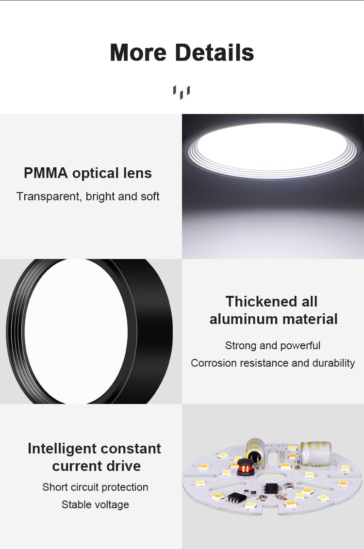 Led Downlights Round Led Spot Light 220V 110V 5/12/15/18W Downlight Ceiling Spot Led Lighting Fixture for Home Kitchen Lamp