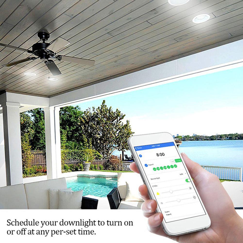 Hotel Round LED Bulb APP Control 4 Inch Super Market WIFI RGB Ceiling Smart Downlight Embedded Indoor Color Change Timing