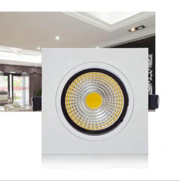 Recessed Square Dimmable LED Downlights 9W 12W 15W COB LED Ceiling Lamp AC85-265V Warm/Cold White LED Spot Lights Indoor Lighting