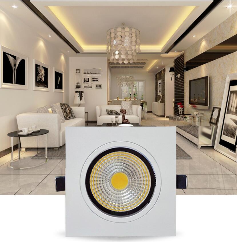 Recessed Square Dimmable LED Downlights 9W 12W 15W COB LED Ceiling Lamp AC85-265V Warm/Cold White LED Spot Lights Indoor Lighting