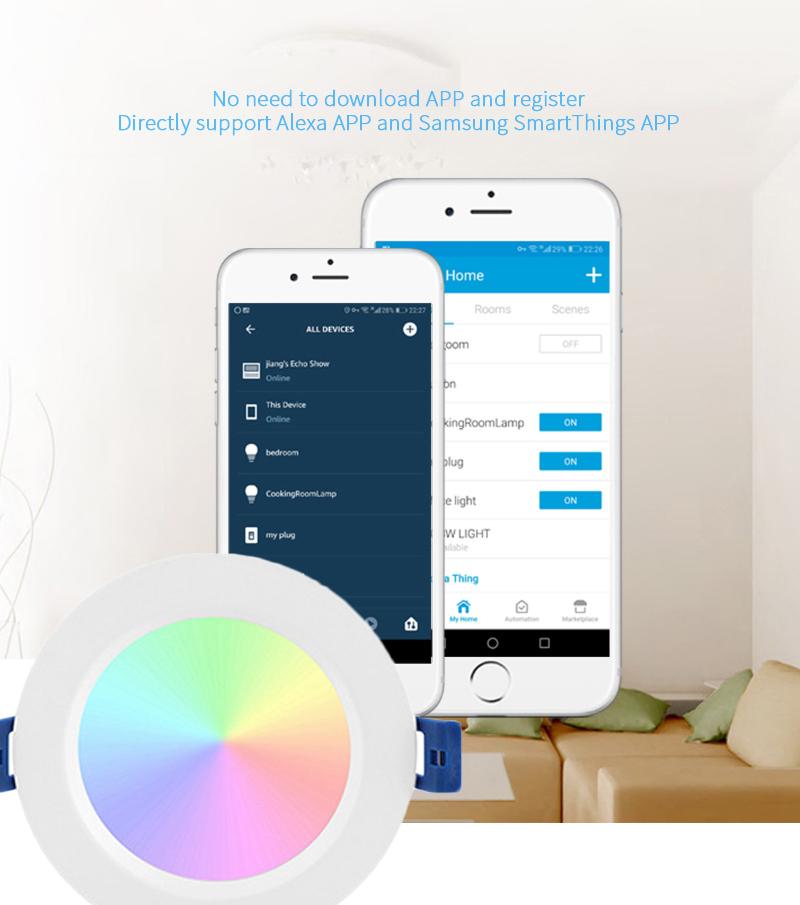 Tuya Smart WiFi LED Downlight Spotlight 10W/12W Dimmable RGB LED Lamp Warm Cold Light Voice Control Work with Alexa Google Home Spot LED