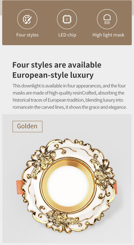 LED European Downlight Indoor 220V Spot Three Colors Dimming 5W Recessed in LED Ceiling Downlight Light Cold Warm White Lamp