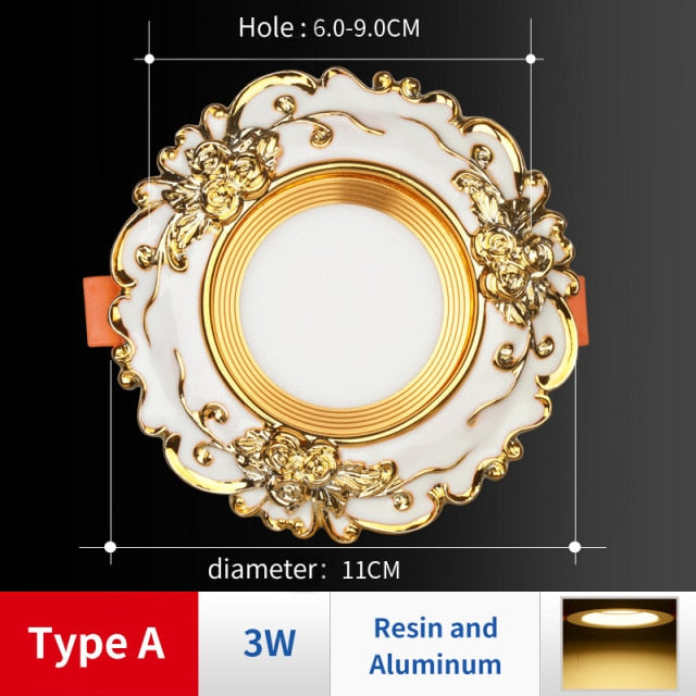 LED European Downlight Indoor 220V Spot Three Colors Dimming 5W Recessed in LED Ceiling Downlight Light Cold Warm White Lamp