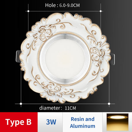 LED European Downlight Indoor 220V Spot Three Colors Dimming 5W Recessed in LED Ceiling Downlight Light Cold Warm White Lamp