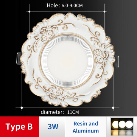 LED European Downlight Indoor 220V Spot Three Colors Dimming 5W Recessed in LED Ceiling Downlight Light Cold Warm White Lamp