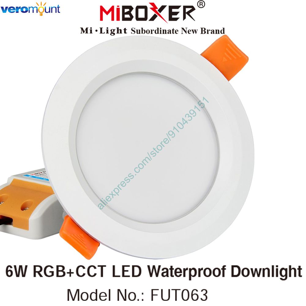 MiBoxer FUT063 6W RGB+CCT LED Downlight AC110V 220V Ceiling Spotlight 2.4G RF Wireless WiFi APP Alexa Google Voice Control