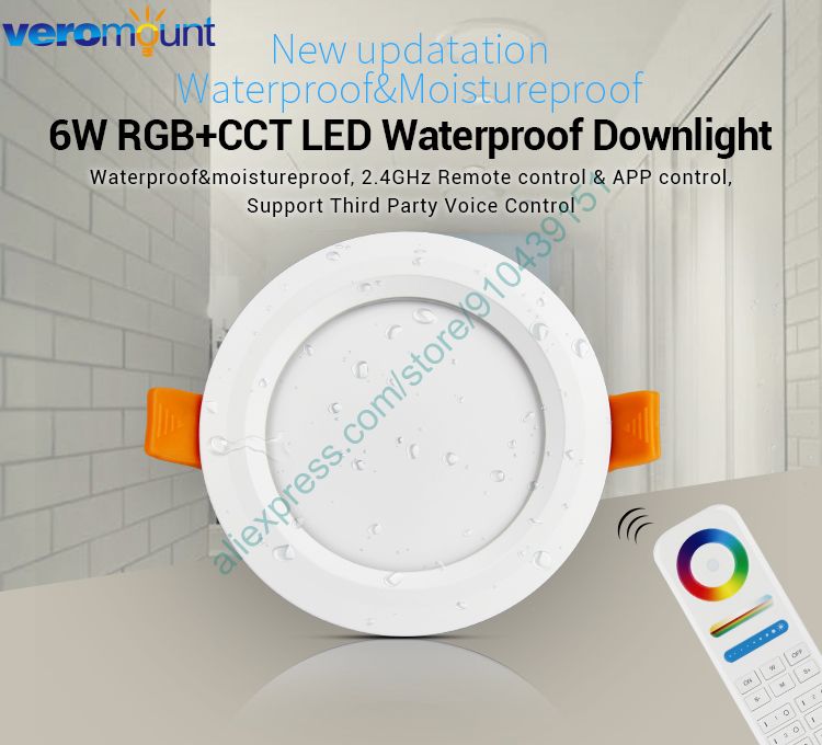 MiBoxer FUT063 6W RGB+CCT LED Downlight AC110V 220V Ceiling Spotlight 2.4G RF Wireless WiFi APP Alexa Google Voice Control