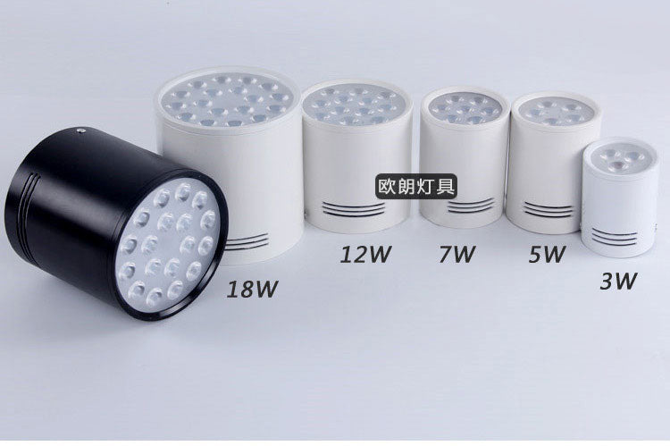 Surface Mounted LED Downlights AC110V-220V 3W/5W/7W/9W/12W/15W/18W LED Downlight With White/Black Housing Colors