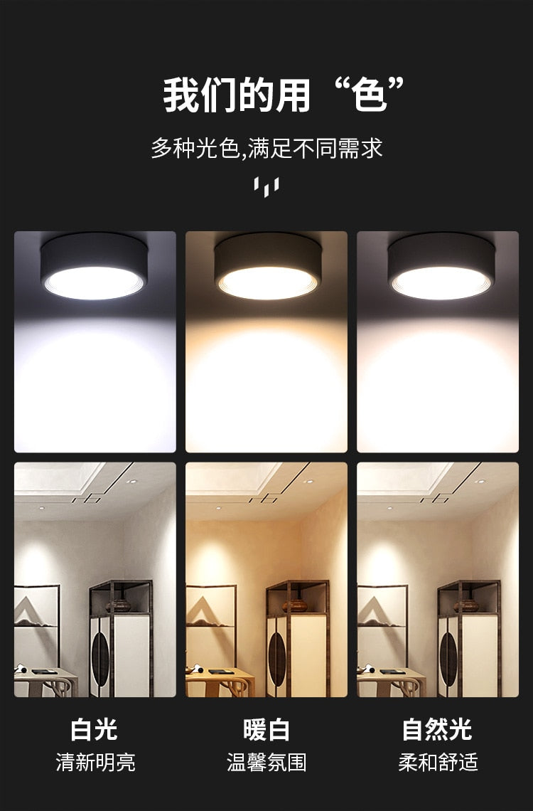 FLKL Surface Mounted Modern LED Downlight LED Spotlight 220V 110V 5/7/12/15/18W Downlight Ceiling Spotlight Fixture for Home