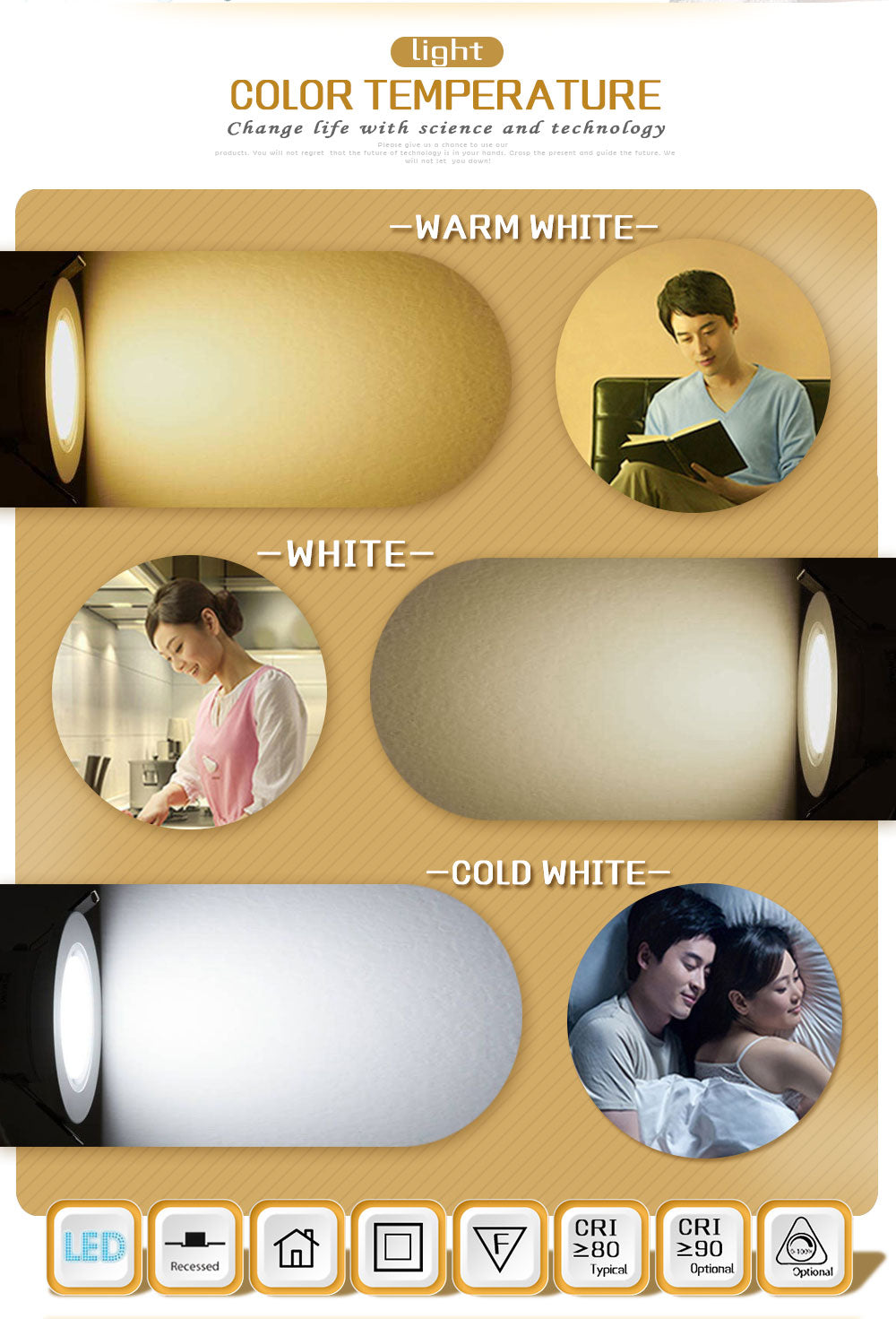 Dimmable Waterproof 12W LED Downlight 12W IC integrated Driverless led Ceiling down lights Warm/cold white for bathroom