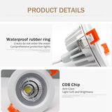 IP65 Waterproof Fire-proof LED Downlight 5W 7W 12W 15W Square Recessed Down light Outdoor Leds Ceiling Lamp For Bathroom Bulb