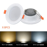 LED Downlight 220V Embedded Background Wall Home 8 PCS Anti-glare Anti-fog 4 6 Inch Ceiling Spots Indoor Lighting 5W 7W 12W 18W