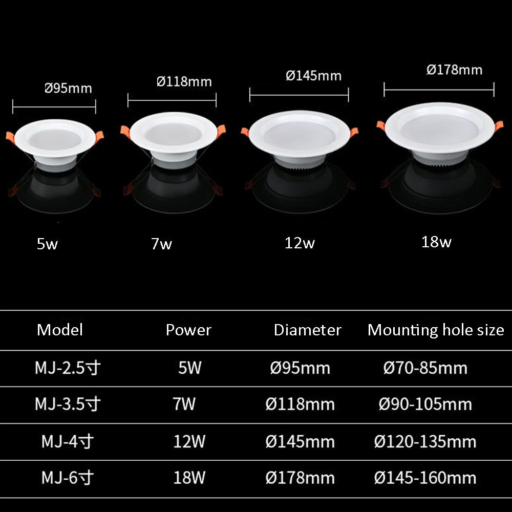 LED Downlight 220V Embedded Background Wall Home 8 PCS Anti-glare Anti-fog 4 6 Inch Ceiling Spots Indoor Lighting 5W 7W 12W 18W