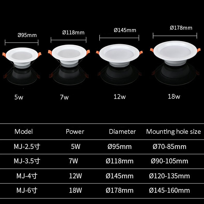 LED Downlight 220V Embedded Background Wall Home 8 PCS Anti-glare Anti-fog 4 6 Inch Ceiling Spots Indoor Lighting 5W 7W 12W 18W