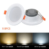 LED Downlight 220V Embedded Background Wall Home 8 PCS Anti-glare Anti-fog 4 6 Inch Ceiling Spots Indoor Lighting 5W 7W 12W 18W