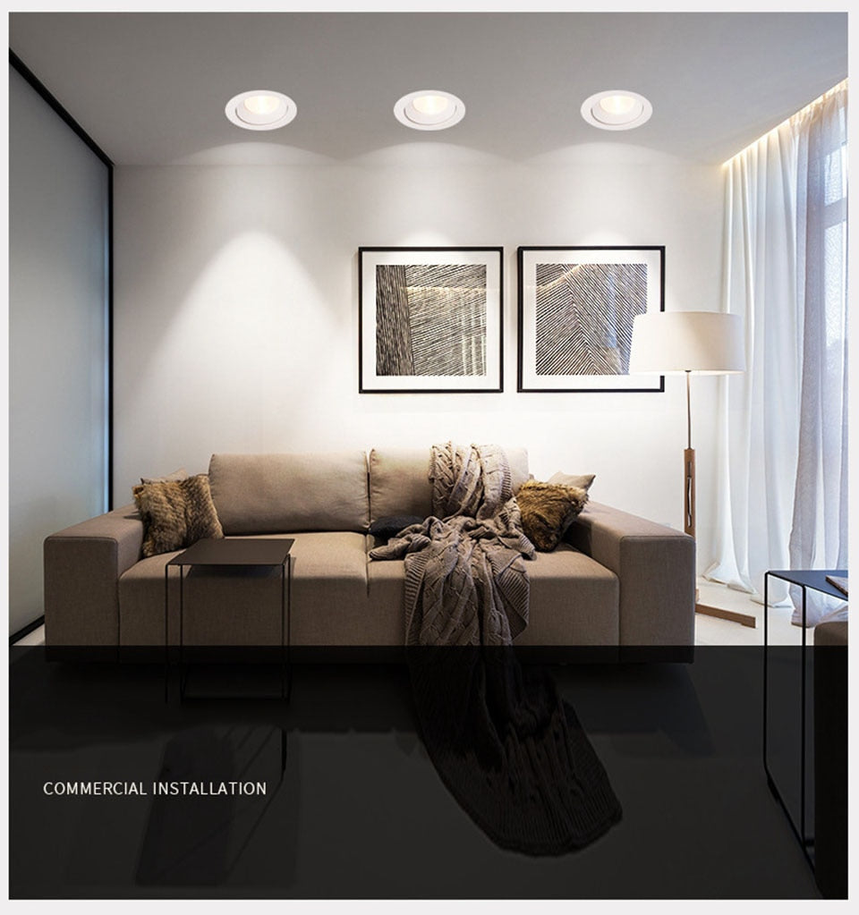 LED Downlight COB AC220V GD 5W 12W 15W 20W Non Dimmable Ceiling Spot Lighting Anle Adjustable LED Spot For Home Decor + Driver