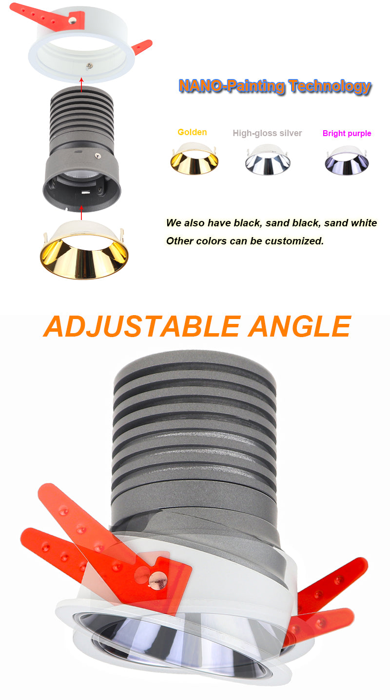 Dimmable 0-10V 12W LED COB Ceiling Lamp AC85-265V Aluminum Recessed Downlights Round Led Spot Light