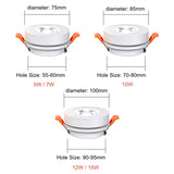 Ultra-thin Round Foldable LED Ceiling Recessed Downlight 5W 7W 10W 12W 15W 360 Angle Adjust 3000K/4000K/6000K Dimmable