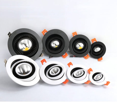 Dimmable recessed LED Downlights Angle Adjustable COB Ceiling Lamp Spot Lights 7w 9w 12w 15w 18w Rotating LED downlight AC85-265V