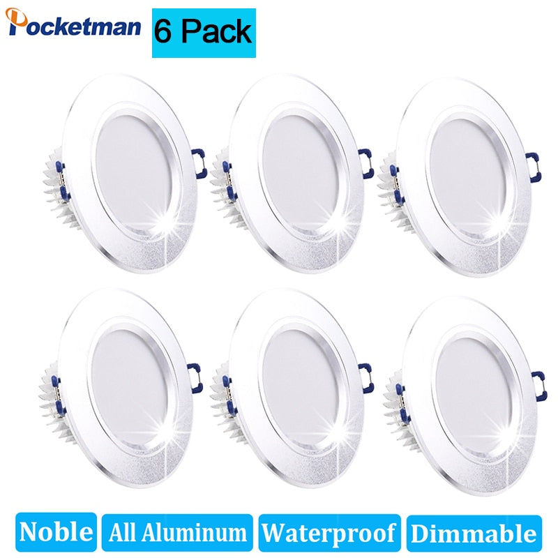 Aluminum Dimmable 6 LED Downlight 6Pcs/Lots Warm White Recessed LED Lamp Down Lamp Spotlight Down Light 220V