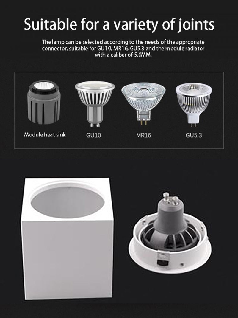 Modern Square/Round Surface Mounted Downlight Replaceable GU10 G5.3 MR16 Spotlight Lamp Holder For Indoor Kitchen illumination