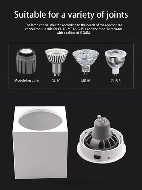 Modern Square/Round Surface Mounted Downlight Replaceable GU10 G5.3 MR16 Spotlight Lamp Holder For Indoor Kitchen illumination