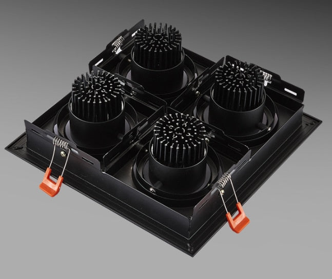 Dimmable super bright 4 heads recessed square LED Downlights COB 40W LED Spot lights LED decoration Ceiling Lamp AC85-265v