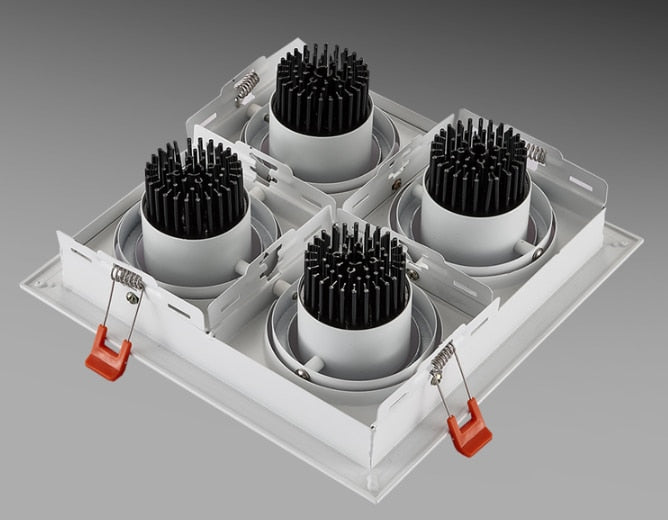 Dimmable super bright 4 heads recessed square LED Downlights COB 40W LED Spot lights LED decoration Ceiling Lamp AC85-265v