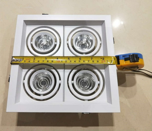 Dimmable super bright 4 heads recessed square LED Downlights COB 40W LED Spot lights LED decoration Ceiling Lamp AC85-265v