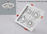 Dimmable super bright 4 heads recessed square LED Downlights COB 40W LED Spot lights LED decoration Ceiling Lamp AC85-265v