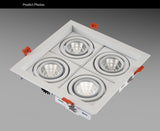 Dimmable super bright 4 heads recessed square LED Downlights COB 40W LED Spot lights LED decoration Ceiling Lamp AC85-265v