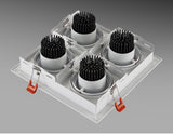 Dimmable super bright 4 heads recessed square LED Downlights COB 40W LED Spot lights LED decoration Ceiling Lamp AC85-265v