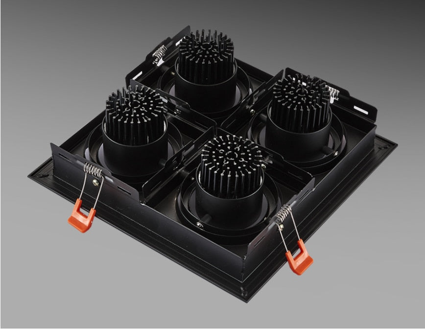 Dimmable super bright 4 heads recessed square LED Downlights COB 40W LED Spot lights LED decoration Ceiling Lamp AC85-265v