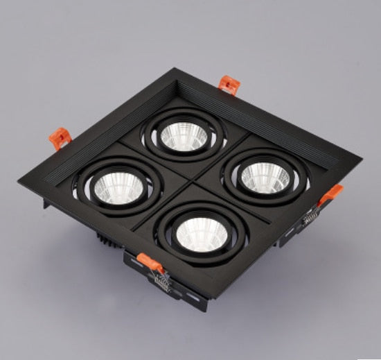 Dimmable super bright 4 heads recessed square LED Downlights COB 40W LED Spot lights LED decoration Ceiling Lamp AC85-265v