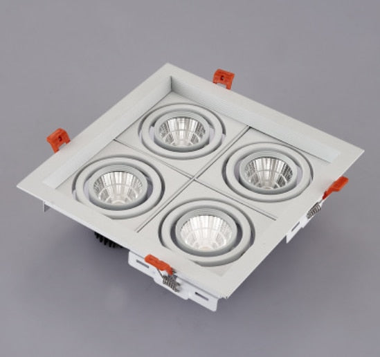 Dimmable super bright 4 heads recessed square LED Downlights COB 40W LED Spot lights LED decoration Ceiling Lamp AC85-265v