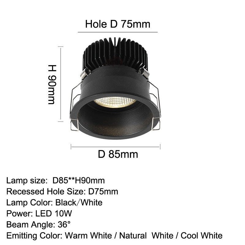 LED Downlight 10W Round Recess Lamp Home Indoor led Spot Lighting for Living Room Bedroom Lights Foyer 110V 220V Aluminum Embed