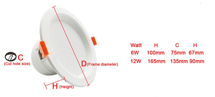 LEDIARY Intelligent Radar Sensor Spot LED Downlights 6W 12W 110-240V 75mm 135mm Cut Hole SMD Round Recessed Ceiling Fixtures