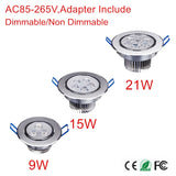 New 9W 15W 21W good quality lowest price led downlight lighting lamp 110-240V led cabinet light LED Ceiling Dimmable Panel light