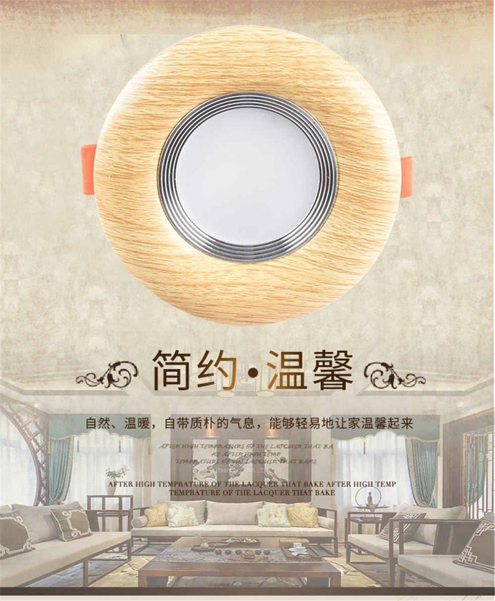 Nordic Wood Color Downlight 3W 5W 7W 110V 220V Adjustable Angle Led Spotlight Living Room Dining Room Recessed Lamp Hole 6-9Cm