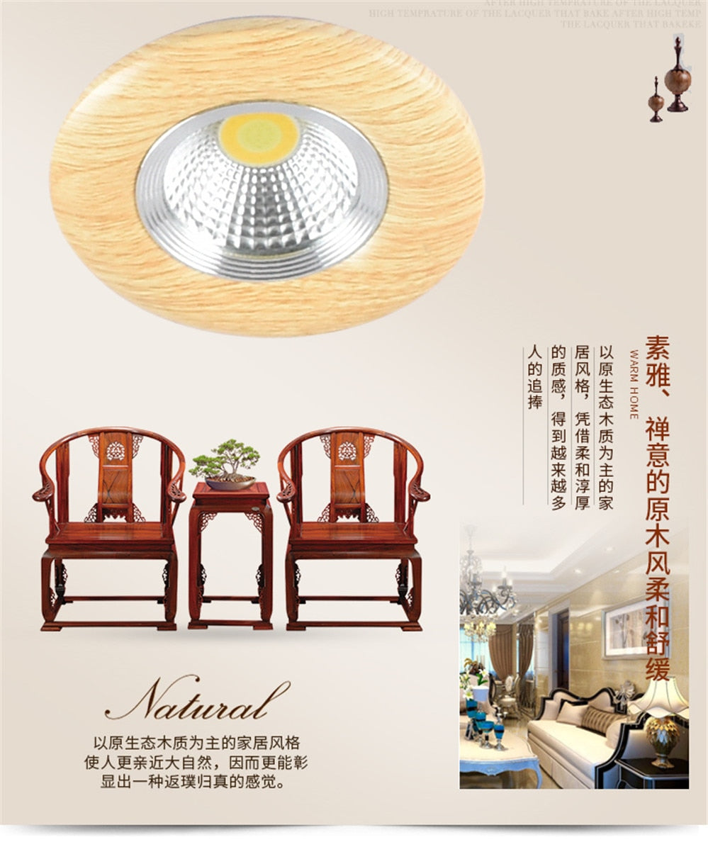 Nordic Wood Color Downlight 3W 5W 7W 110V 220V Adjustable Angle Led Spotlight Living Room Dining Room Recessed Lamp Hole 6-9Cm