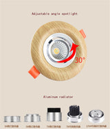 Nordic Wood Color Downlight 3W 5W 7W 110V 220V Adjustable Angle Led Spotlight Living Room Dining Room Recessed Lamp Hole 6-9Cm