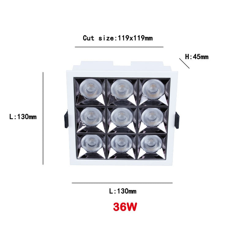 Led Grid Ceiling Spot Embedded Recessed Downlight Line Lights 4W 12W 16W 20W 36W 40W COB Rectangular Lamp Without Main Lights