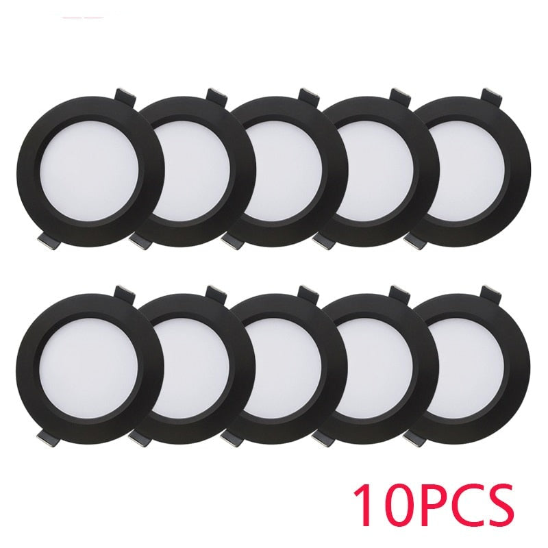 LED Downlight Waterproof Black Shell IP65 5W 7W 9W 12W 15W 18W 10 pcs Cold Warm Natural White Spot Lamp 220V 230V Indoor Lighting