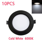 LED Downlight Waterproof Black Shell IP65 5W 7W 9W 12W 15W 18W 10 pcs Cold Warm Natural White Spot Lamp 220V 230V Indoor Lighting