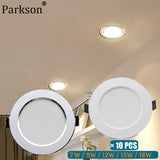 LED Downlight 220V 18W 15W 12W 9W 7W 10pcs Round Recessed Fixtures Ceiling Spotlight Down Lights For Kitchen Office Living Room