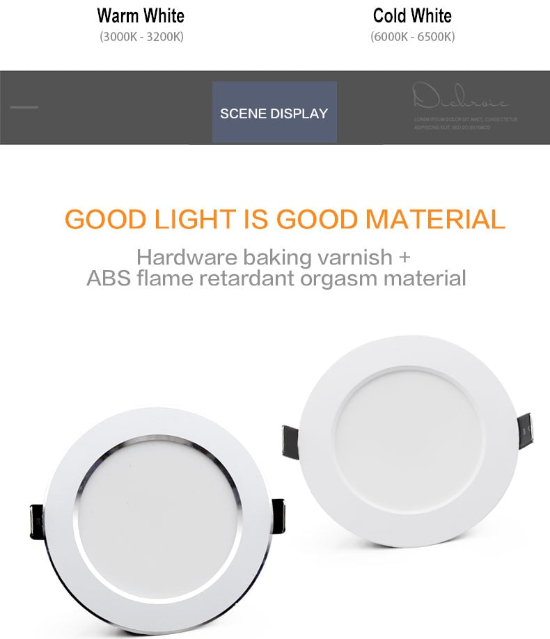 LED Downlight 220V 18W 15W 12W 9W 7W 10pcs Round Recessed Fixtures Ceiling Spotlight Down Lights For Kitchen Office Living Room