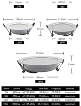LED Downlight 220V 18W 15W 12W 9W 7W 10pcs Round Recessed Fixtures Ceiling Spotlight Down Lights For Kitchen Office Living Room