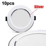 LED Downlight 220V 18W 15W 12W 9W 7W 10pcs Round Recessed Fixtures Ceiling Spotlight Down Lights For Kitchen Office Living Room